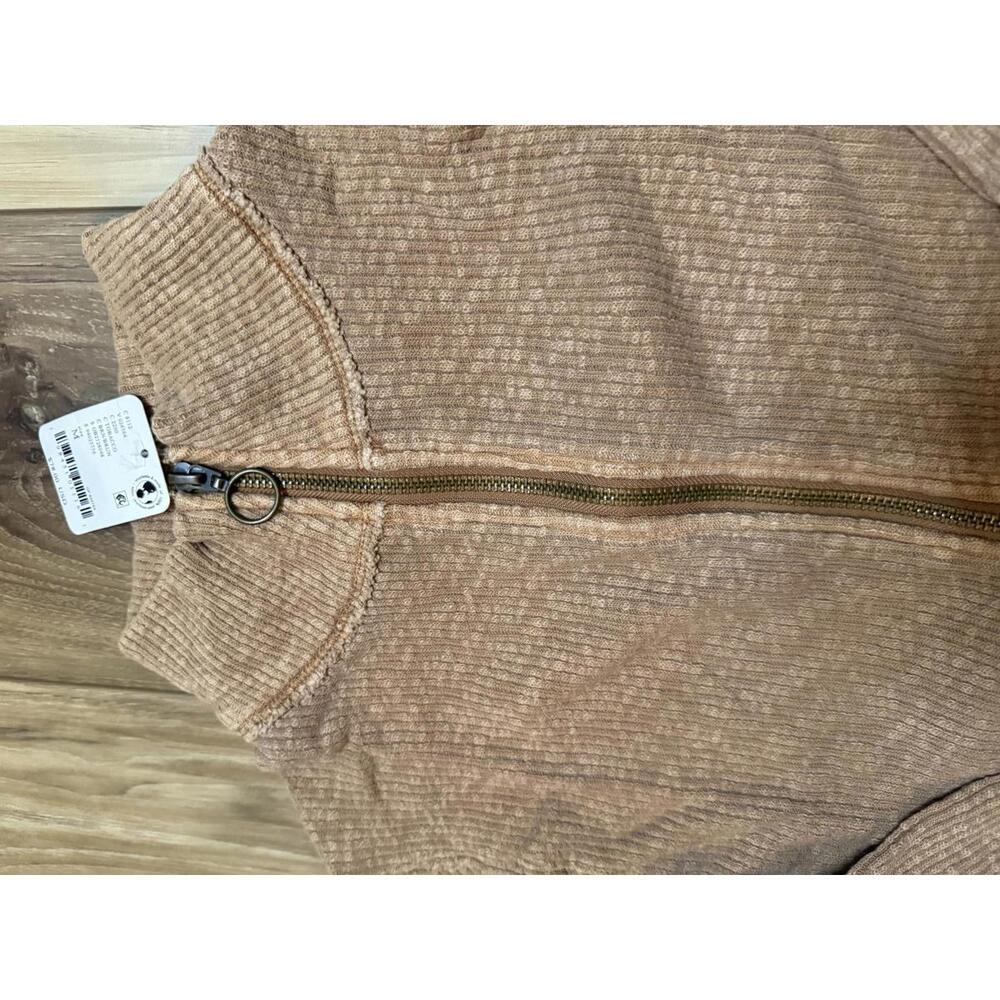 NWT! Free People Midnight Stretch Cotton Half Zip Crop Top Size Medium - Picture 3 of 7